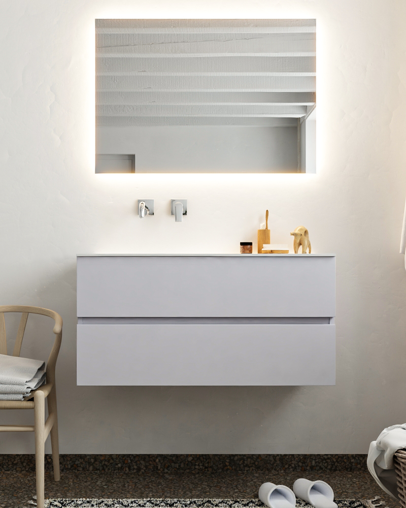 MONDIAZ VICA 100cm mueble de baño Cale 2 cajones lavabo MOON Izquierda sin orificio. 3 MONDIAZ VICA 100cm mueble de baño Cale 2 cajones lavabo MOON Izquierda sin orificio. - Imagen 3