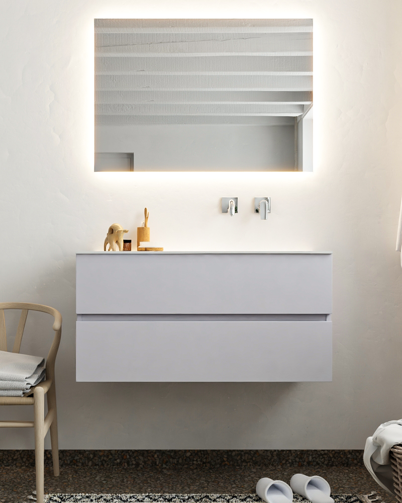 MONDIAZ VICA 100cm mueble de baño Cale 2 cajones lavabo MOON Derecho sin orificio. 3 MONDIAZ VICA 100cm mueble de baño Cale 2 cajones lavabo MOON Derecho sin orificio. - Imagen 3