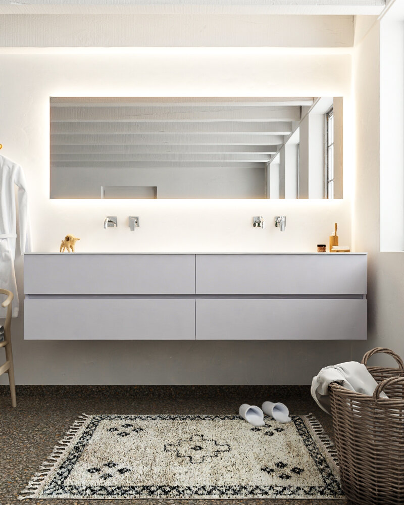 MONDIAZ VICA 200cm mueble de baño Cale 4 cajones lavabo MOON Doble sin orificio con espejo LED. 3 MONDIAZ VICA 200cm mueble de baño Cale 4 cajones lavabo MOON Doble sin orificio con espejo LED. - Imagen 3