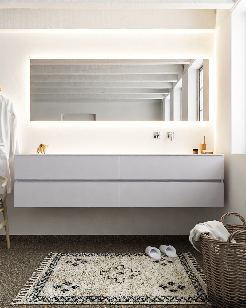 MONDIAZ VICA 200cm mueble de baño Cale 4 cajones lavabo CLOUD Derecho sin orificio con espejo LED. 3 MONDIAZ VICA 200cm mueble de baño Cale 4 cajones lavabo CLOUD Derecho sin orificio con espejo LED. - Imagen 3