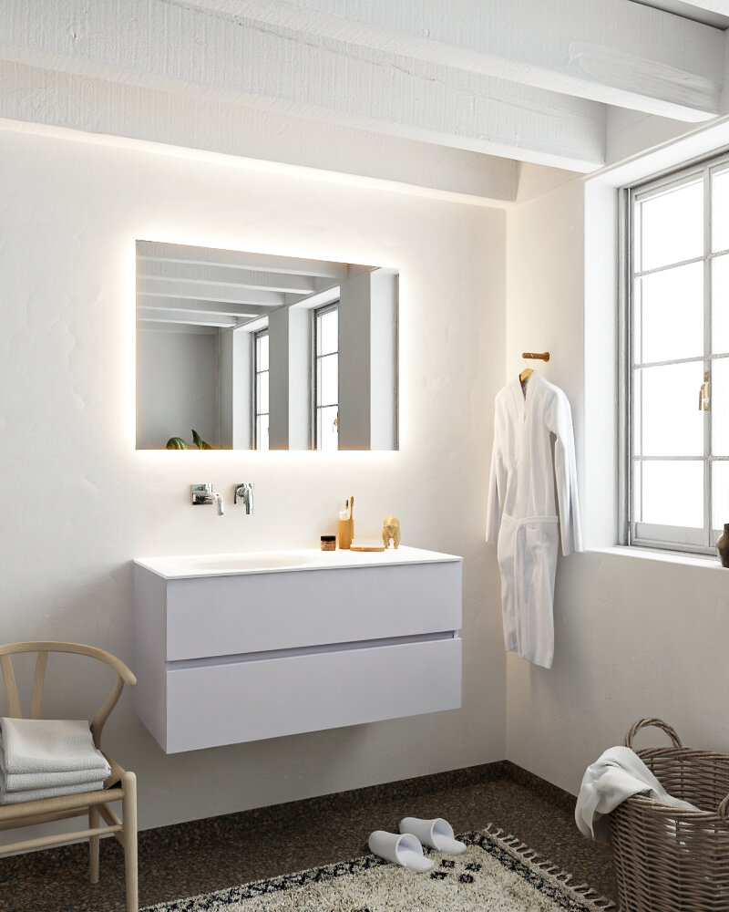 MONDIAZ VICA 100cm mueble de baño Cale 2 cajones lavabo MOON Izquierda sin orificio. 2 MONDIAZ VICA 100cm mueble de baño Cale 2 cajones lavabo MOON Izquierda sin orificio. - Imagen 2