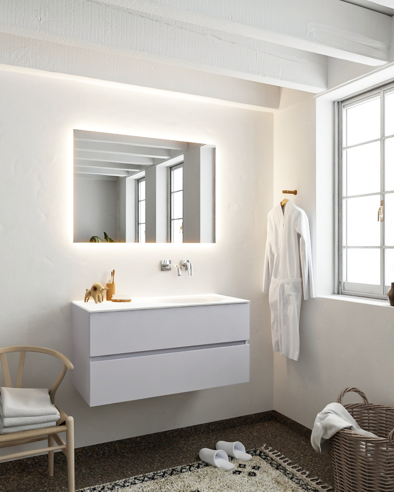 MONDIAZ VICA 100cm mueble de baño Cale 2 cajones lavabo MOON Derecho sin orificio. 2 MONDIAZ VICA 100cm mueble de baño Cale 2 cajones lavabo MOON Derecho sin orificio. - Imagen 2