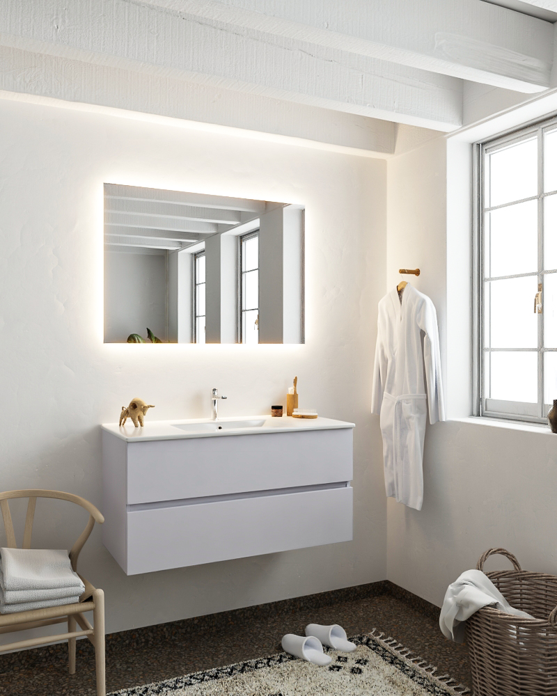 MONDIAZ VICA 100cm mueble de baño Cale 2 cajones lavabo DENIA Centro 1 orificio. 2 MONDIAZ VICA 100cm mueble de baño Cale 2 cajones lavabo DENIA Centro 1 orificio. - Imagen 2