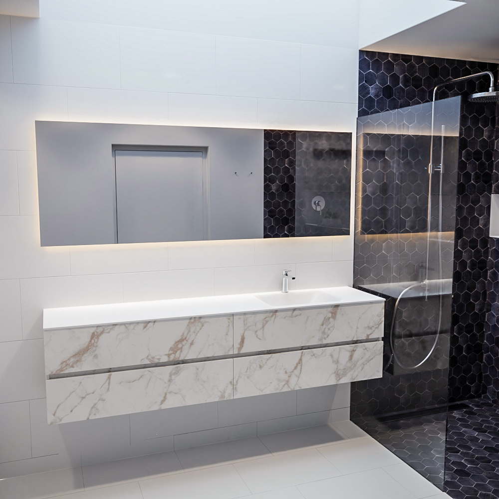 MONDIAZ VICA 200cm mueble de baño Carrara 4 cajones lavabo CLOUD Derecho 1 orificio. 3 MONDIAZ VICA 200cm mueble de baño Carrara 4 cajones lavabo CLOUD Derecho 1 orificio. - Imagen 3