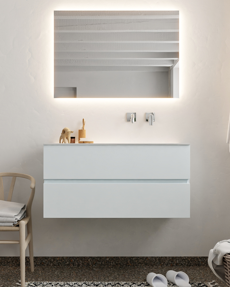 MONDIAZ VICA 100cm mueble de baño Clay 2 cajones lavabo MOON Derecho sin orificio. 3 MONDIAZ VICA 100cm mueble de baño Clay 2 cajones lavabo MOON Derecho sin orificio. - Imagen 3