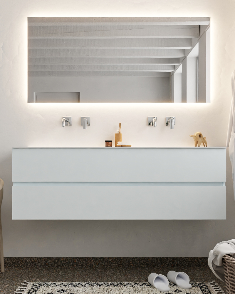 MONDIAZ VICA 150cm mueble de baño Clay 2 cajones lavabo MOON Doble sin orificio. 3 MONDIAZ VICA 150cm mueble de baño Clay 2 cajones lavabo MOON Doble sin orificio. - Imagen 3