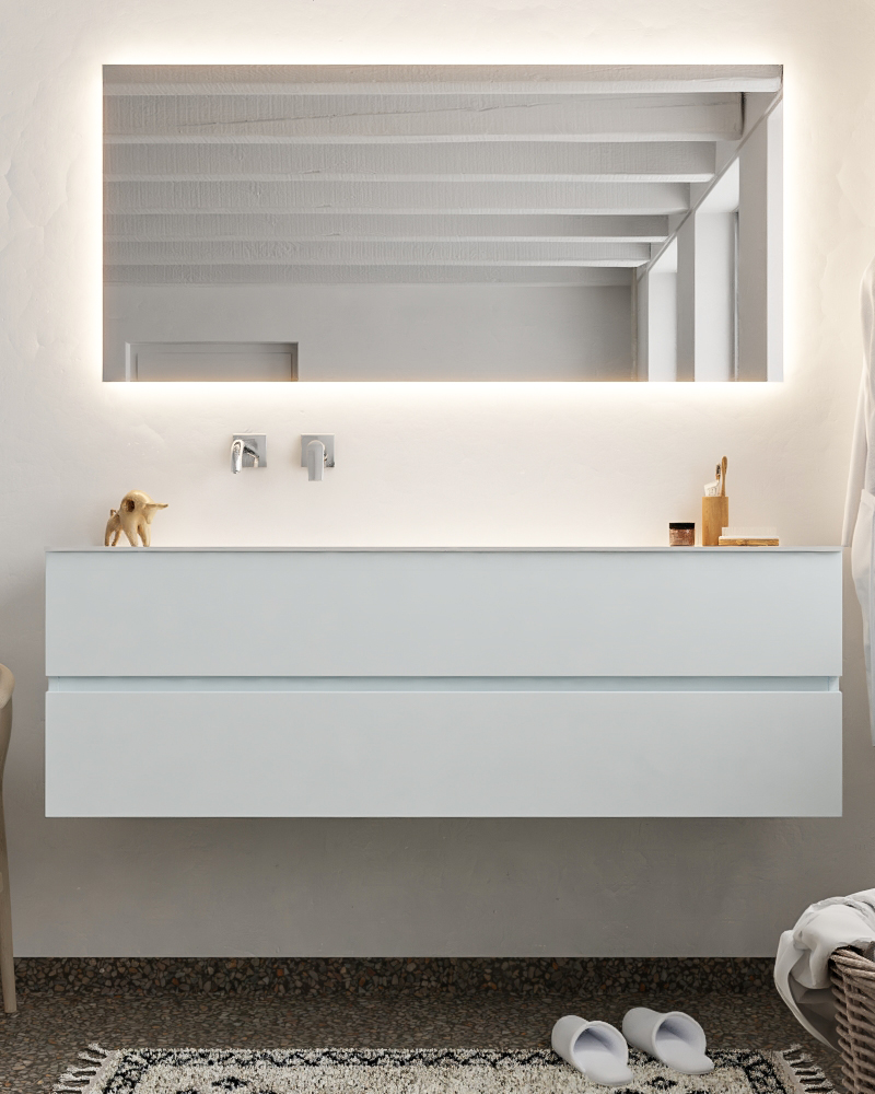 MONDIAZ VICA 150cm mueble de baño Clay 2 cajones lavabo CLOUD Izquierda sin orificio con espejo LED. 3 MONDIAZ VICA 150cm mueble de baño Clay 2 cajones lavabo CLOUD Izquierda sin orificio con espejo LED. - Imagen 3
