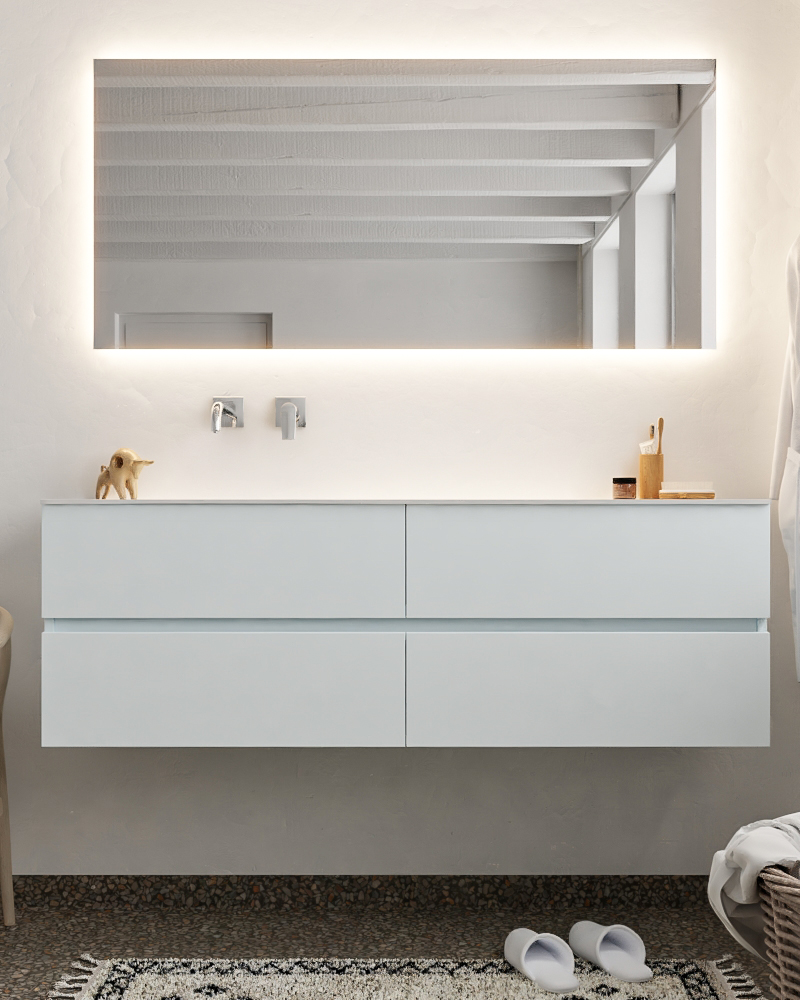 MONDIAZ VICA 150cm mueble de baño Clay 4 cajones lavabo MOON Izquierda sin orificio con espejo LED. 3 MONDIAZ VICA 150cm mueble de baño Clay 4 cajones lavabo MOON Izquierda sin orificio con espejo LED. - Imagen 3