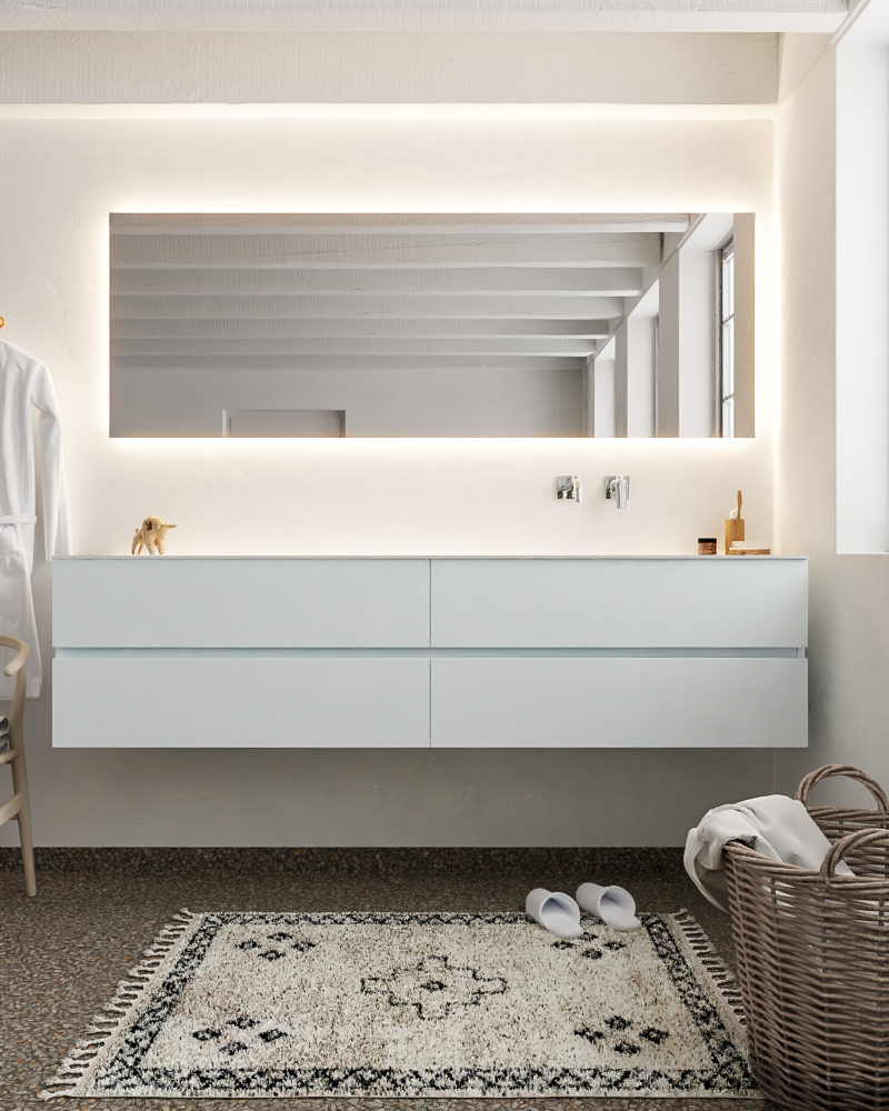MONDIAZ VICA 200cm mueble de baño Clay 4 cajones lavabo CLOUD Derecho sin orificio con espejo LED. 3 MONDIAZ VICA 200cm mueble de baño Clay 4 cajones lavabo CLOUD Derecho sin orificio con espejo LED. - Imagen 3