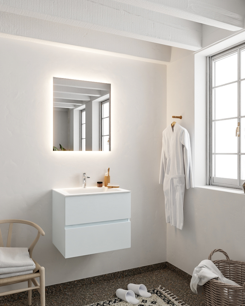 MONDIAZ VICA 60cm mueble de baño Clay 2 cajones lavabo CLOUD Centro 1 orificio con espejo LED. 2 MONDIAZ VICA 60cm mueble de baño Clay 2 cajones lavabo CLOUD Centro 1 orificio con espejo LED. - Imagen 2