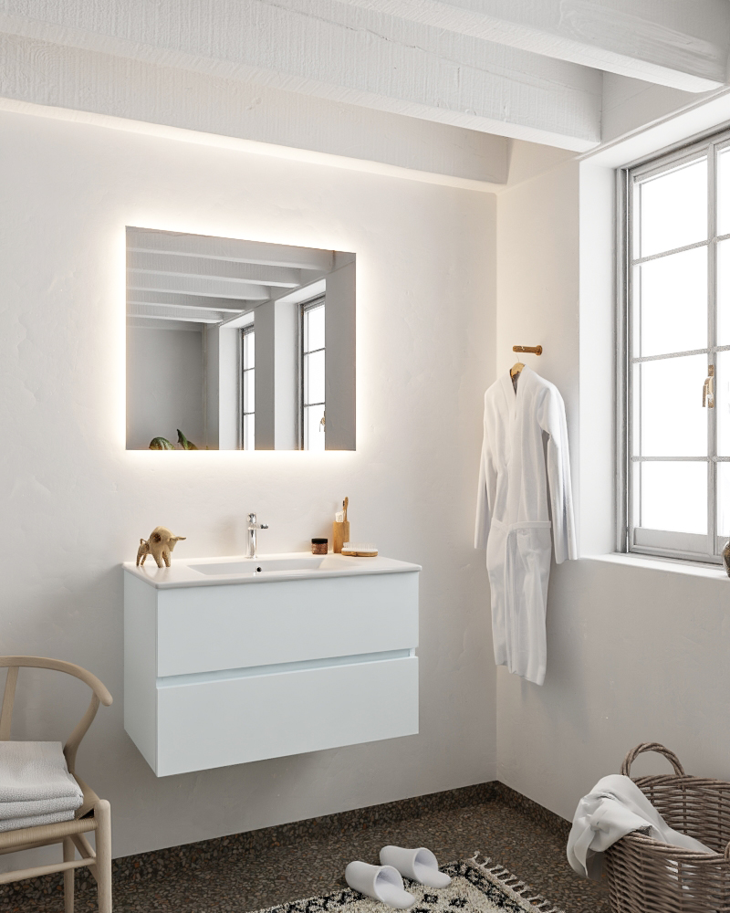 MONDIAZ VICA 80cm mueble de baño Clay 2 cajones lavabo DENIA Centro 1 orificio. 2 MONDIAZ VICA 80cm mueble de baño Clay 2 cajones lavabo DENIA Centro 1 orificio. - Imagen 2
