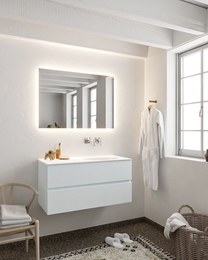 MONDIAZ VICA 100cm mueble de baño Clay 2 cajones lavabo MOON Derecho sin orificio. 2 MONDIAZ VICA 100cm mueble de baño Clay 2 cajones lavabo MOON Derecho sin orificio. - Imagen 2