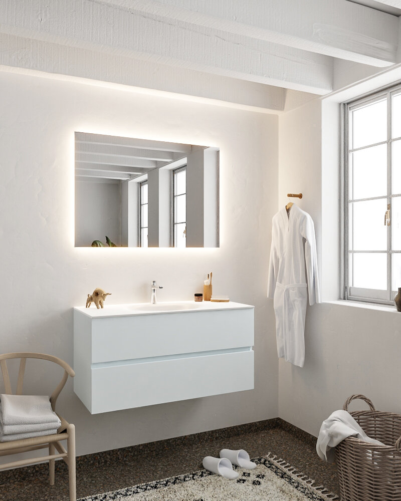 MONDIAZ VICA 100cm mueble de baño Clay 2 cajones lavabo MOON Centro 1 orificio. 2 MONDIAZ VICA 100cm mueble de baño Clay 2 cajones lavabo MOON Centro 1 orificio. - Imagen 2