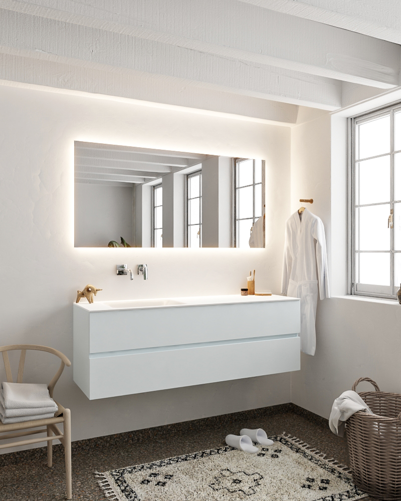 MONDIAZ VICA 150cm mueble de baño Clay 2 cajones lavabo CLOUD Izquierda sin orificio con espejo LED. 2 MONDIAZ VICA 150cm mueble de baño Clay 2 cajones lavabo CLOUD Izquierda sin orificio con espejo LED. - Imagen 2