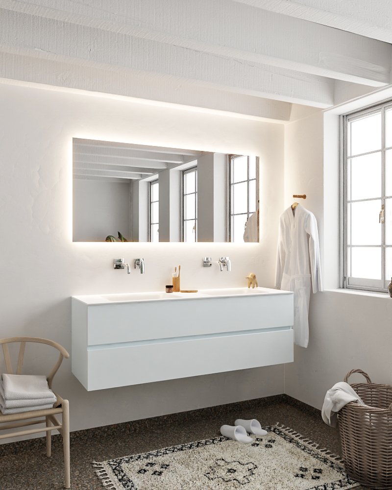 MONDIAZ VICA 150cm mueble de baño Clay 2 cajones lavabo CLOUD Doble sin orificio. 2 MONDIAZ VICA 150cm mueble de baño Clay 2 cajones lavabo CLOUD Doble sin orificio. - Imagen 2