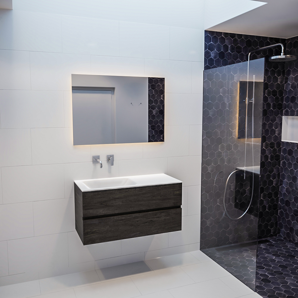 MONDIAZ VICA 100cm mueble de baño Dark Brown 2 cajones lavabo CLOUD Izquierda sin orificio. 3 MONDIAZ VICA 100cm mueble de baño Dark Brown 2 cajones lavabo CLOUD Izquierda sin orificio. - Imagen 3