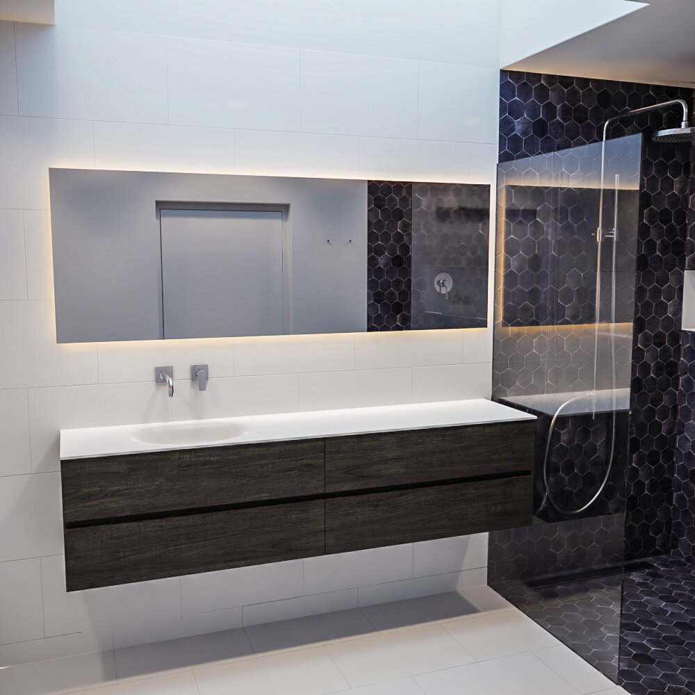 MONDIAZ VICA 200cm mueble de baño Dark Brown 4 cajones lavabo MOON Izquierda sin orificio. 3 MONDIAZ VICA 200cm mueble de baño Dark Brown 4 cajones lavabo MOON Izquierda sin orificio. - Imagen 3