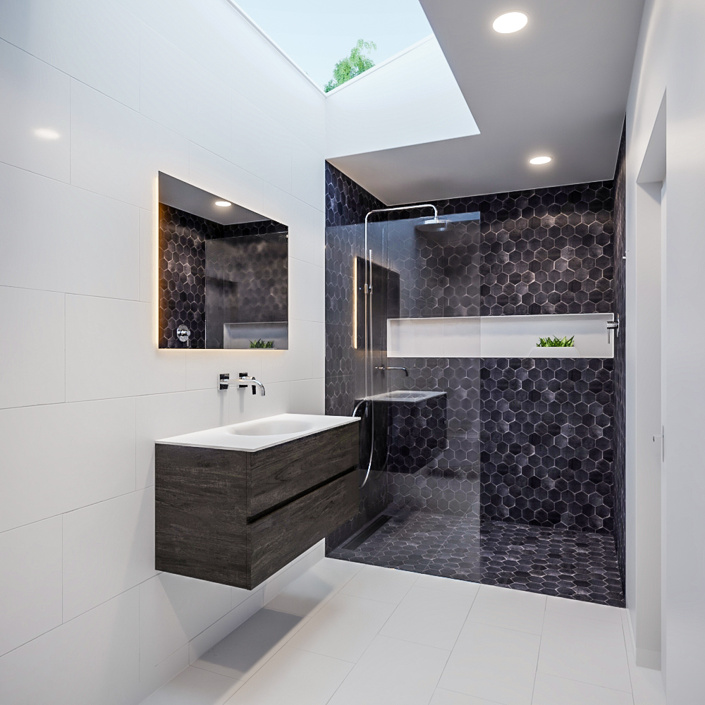 Mueble de baño 100 cm Wood nogal con 2 cajones, lavabo de Solid surface seno centrado con 0 orificio(s) para el grifo. 10 Mueble de baño 100 cm Wood nogal con 2 cajones, lavabo de Solid surface seno centrado con 0 orificio(s) para el grifo. - Imagen 10