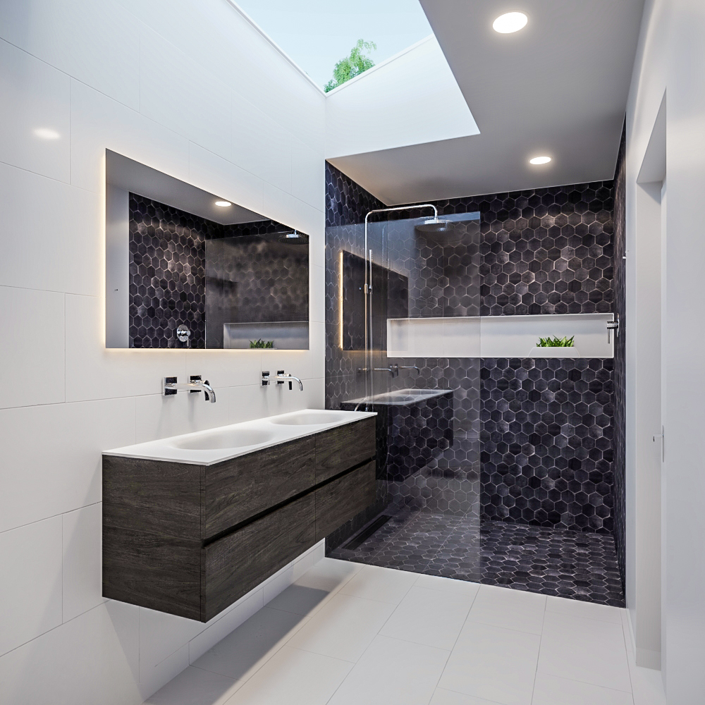 MONDIAZ VICA 150cm mueble de baño Dark Brown 4 cajones lavabo MOON Doble sin orificio con espejo LED. 2 MONDIAZ VICA 150cm mueble de baño Dark Brown 4 cajones lavabo MOON Doble sin orificio con espejo LED. - Imagen 2