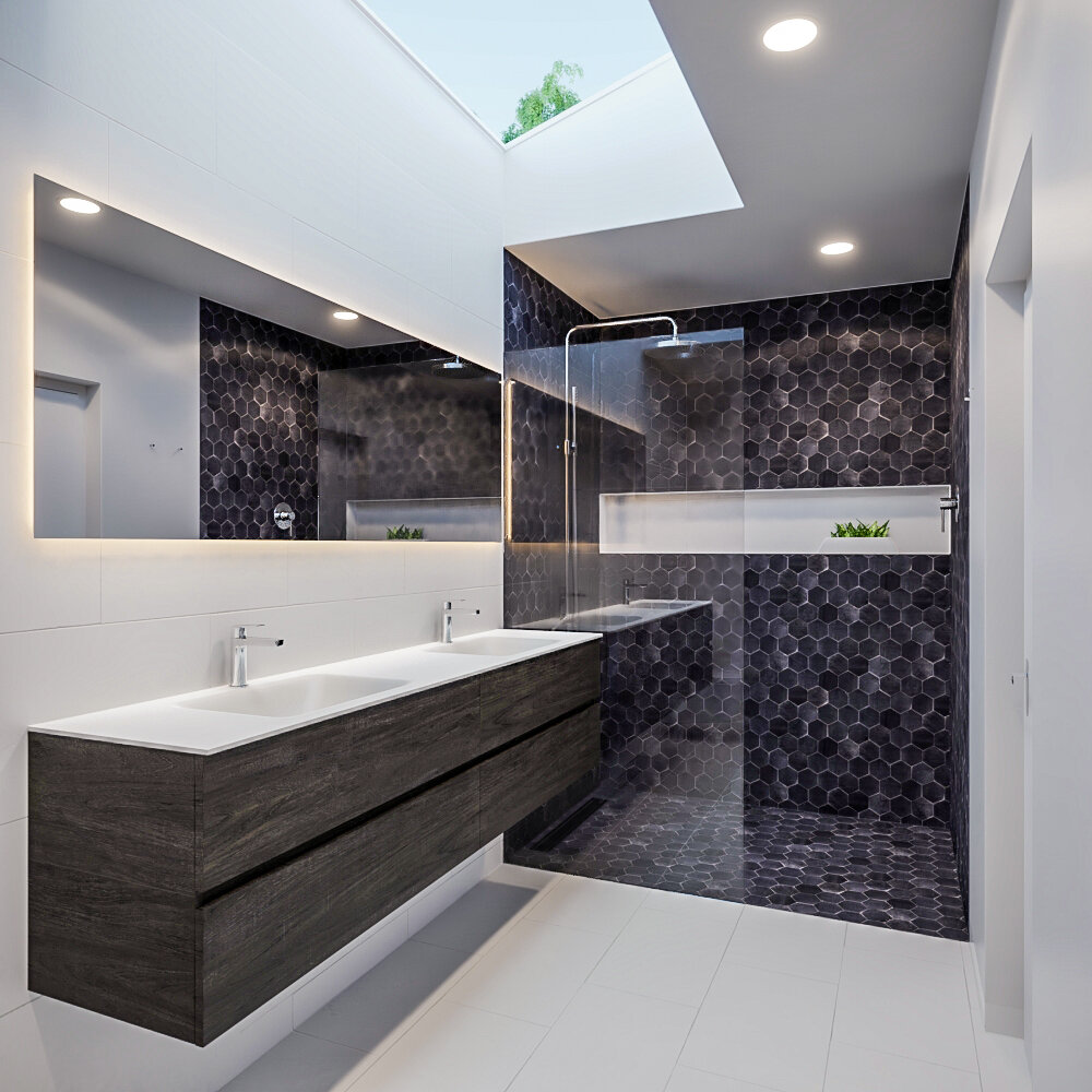 MONDIAZ VICA 200cm mueble de baño Dark Brown 4 cajones lavabo CLOUD Doble 2 orificios con espejo LED. 2 MONDIAZ VICA 200cm mueble de baño Dark Brown 4 cajones lavabo CLOUD Doble 2 orificios con espejo LED. - Imagen 2