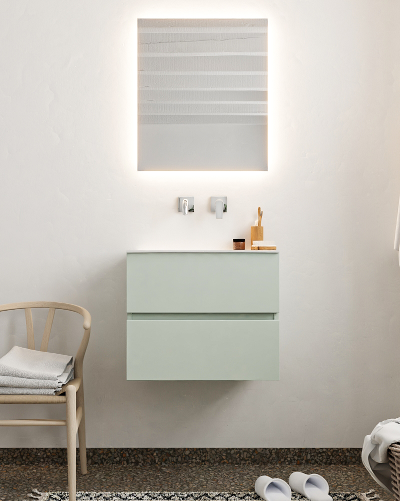 MONDIAZ VICA 60cm mueble de baño Greey 2 cajones lavabo MOON Centro sin orificio. 3 MONDIAZ VICA 60cm mueble de baño Greey 2 cajones lavabo MOON Centro sin orificio. - Imagen 3