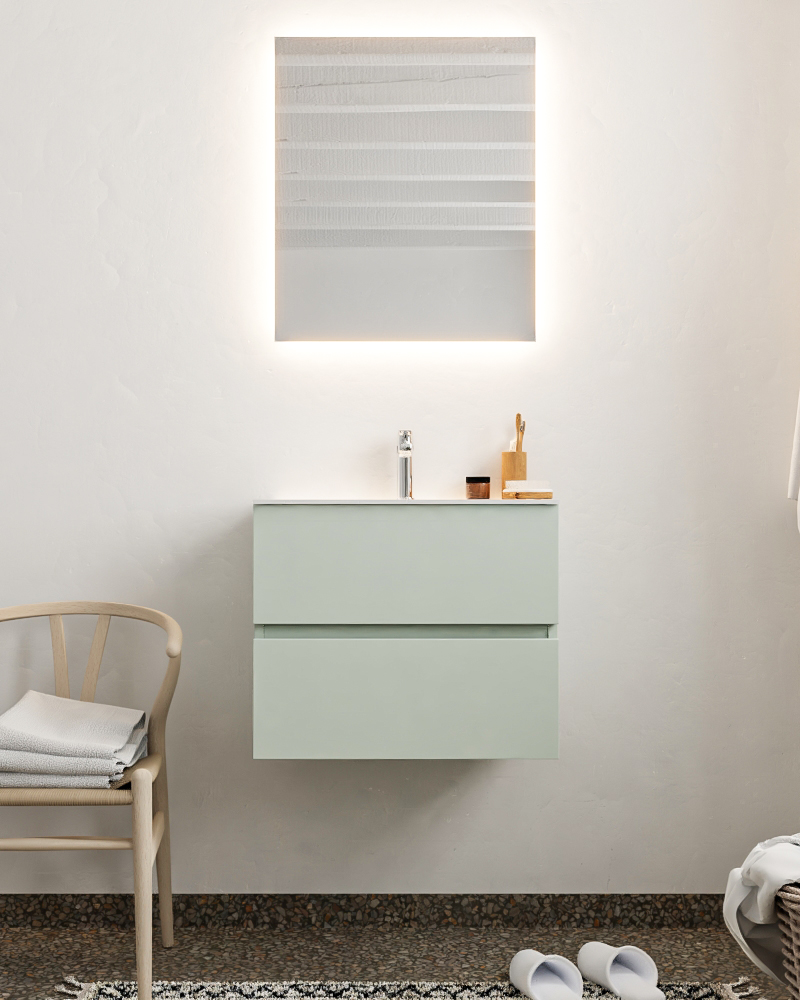 MONDIAZ VICA 60cm mueble de baño Greey 2 cajones lavabo CLOUD Centro 1 orificio. 3 MONDIAZ VICA 60cm mueble de baño Greey 2 cajones lavabo CLOUD Centro 1 orificio. - Imagen 3