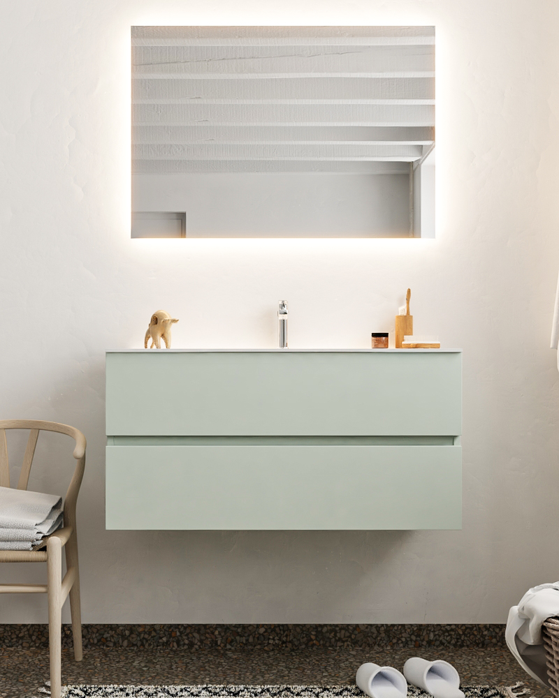 MONDIAZ VICA 100cm mueble de baño Greey 2 cajones lavabo MOON Centro 1 orificio. 3 MONDIAZ VICA 100cm mueble de baño Greey 2 cajones lavabo MOON Centro 1 orificio. - Imagen 3