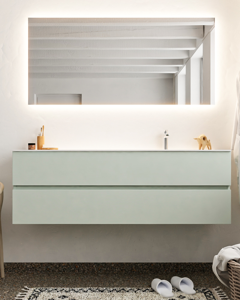 MONDIAZ VICA 150cm mueble de baño Greey 2 cajones lavabo MOON Derecho 1 orificio. 3 MONDIAZ VICA 150cm mueble de baño Greey 2 cajones lavabo MOON Derecho 1 orificio. - Imagen 3