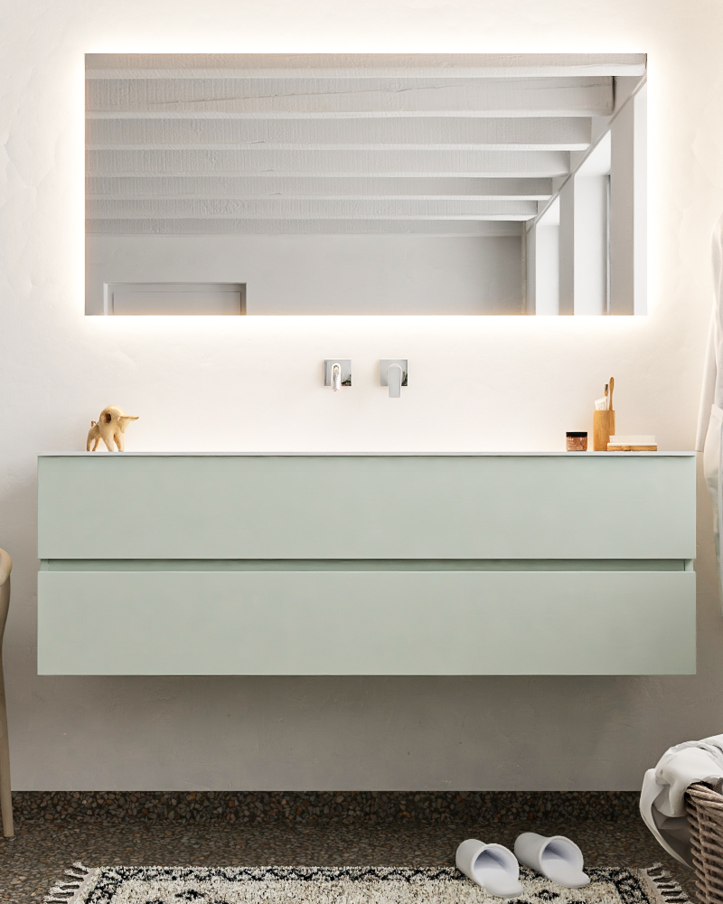 MONDIAZ VICA 150cm mueble de baño Greey 2 cajones lavabo CLOUD Centro sin orificio con espejo LED. 3 MONDIAZ VICA 150cm mueble de baño Greey 2 cajones lavabo CLOUD Centro sin orificio con espejo LED. - Imagen 3