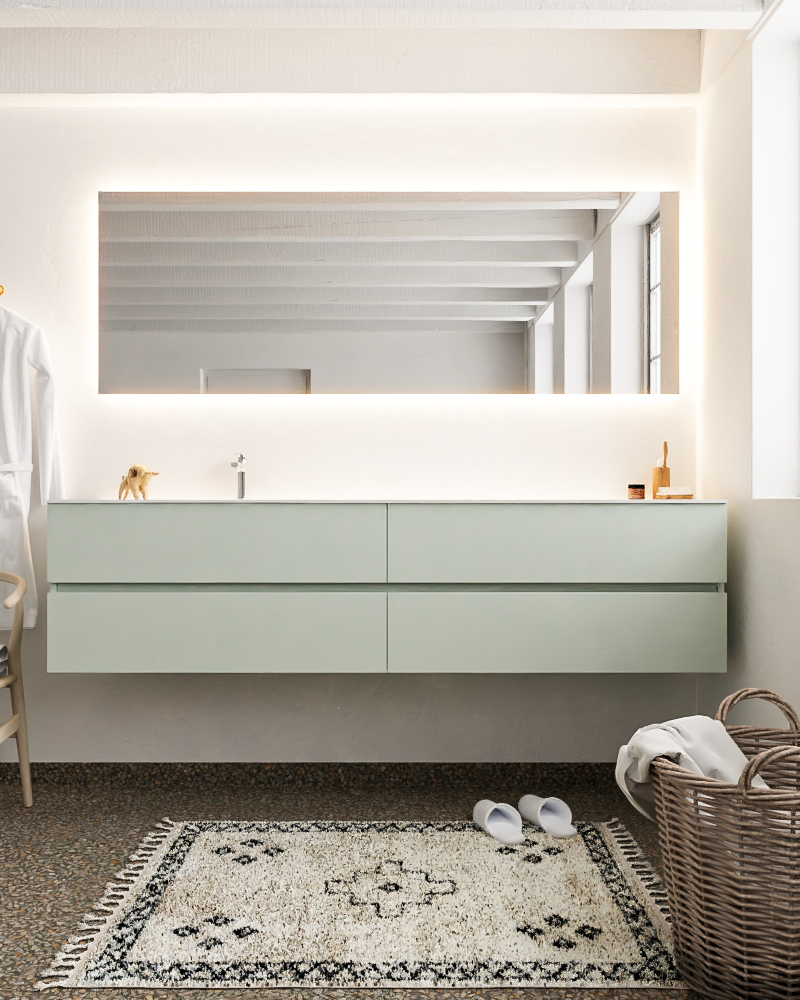 MONDIAZ VICA 200cm mueble de baño Greey 4 cajones lavabo MOON Izquierda 1 orificio. 3 MONDIAZ VICA 200cm mueble de baño Greey 4 cajones lavabo MOON Izquierda 1 orificio. - Imagen 3