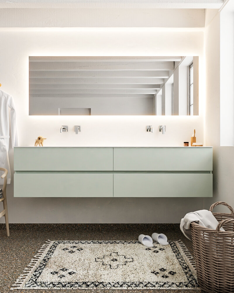 MONDIAZ VICA 200cm mueble de baño Greey 4 cajones lavabo CLOUD Doble sin orificio. 3 MONDIAZ VICA 200cm mueble de baño Greey 4 cajones lavabo CLOUD Doble sin orificio. - Imagen 3