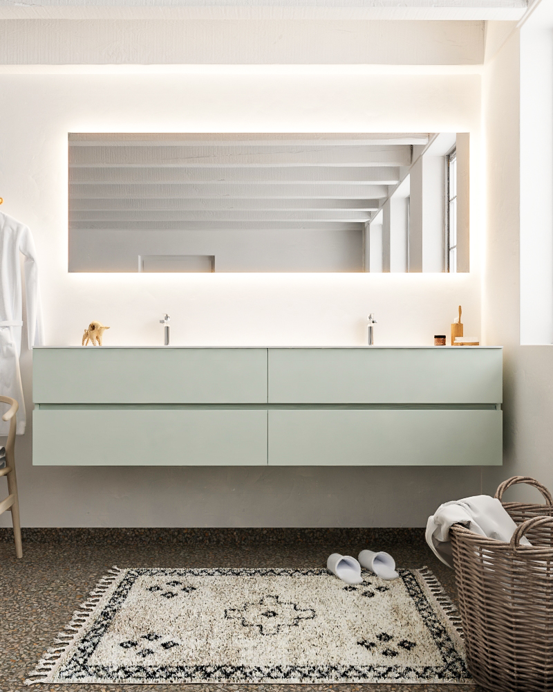 MONDIAZ VICA 200cm mueble de baño Greey 4 cajones lavabo CLOUD Doble 2 orificios. 3 MONDIAZ VICA 200cm mueble de baño Greey 4 cajones lavabo CLOUD Doble 2 orificios. - Imagen 3