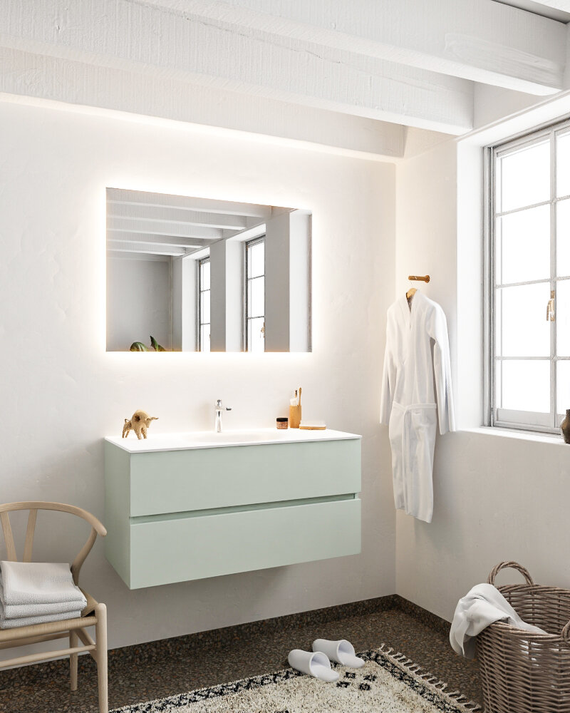 MONDIAZ VICA 100cm mueble de baño Greey 2 cajones lavabo MOON Centro 1 orificio. 2 MONDIAZ VICA 100cm mueble de baño Greey 2 cajones lavabo MOON Centro 1 orificio. - Imagen 2