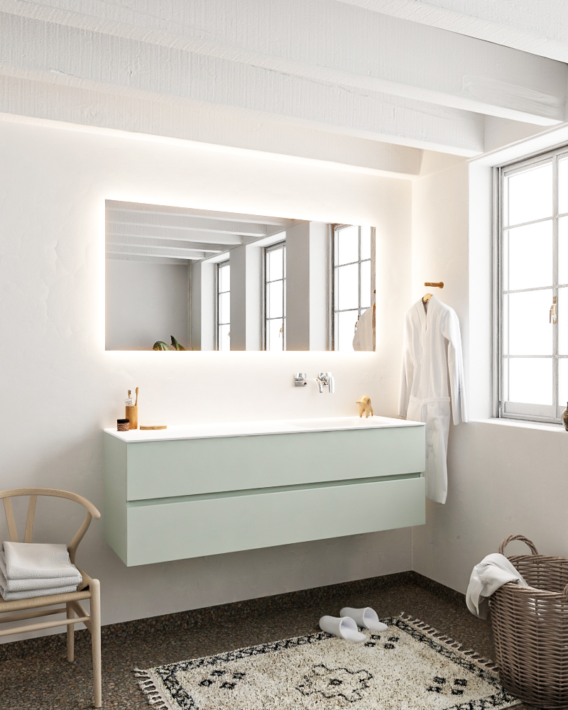 MONDIAZ VICA 150cm mueble de baño Greey 2 cajones lavabo CLOUD Derecho sin orificio. 2 MONDIAZ VICA 150cm mueble de baño Greey 2 cajones lavabo CLOUD Derecho sin orificio. - Imagen 2