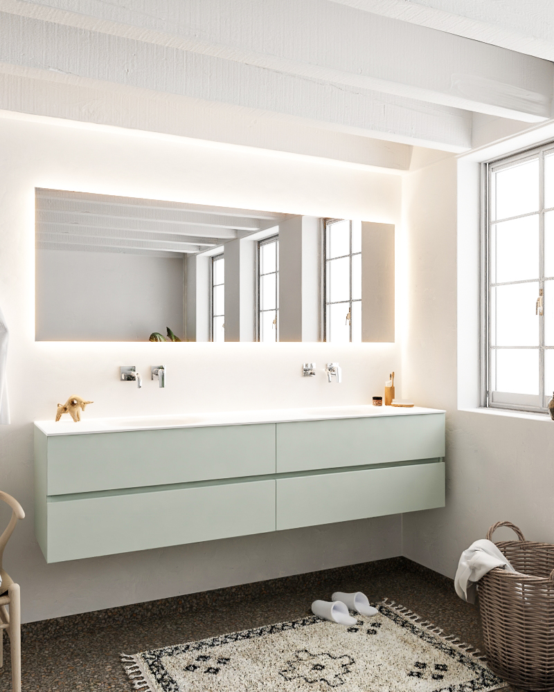 MONDIAZ VICA 200cm mueble de baño Greey 4 cajones lavabo MOON Doble sin orificio. 2 MONDIAZ VICA 200cm mueble de baño Greey 4 cajones lavabo MOON Doble sin orificio. - Imagen 2