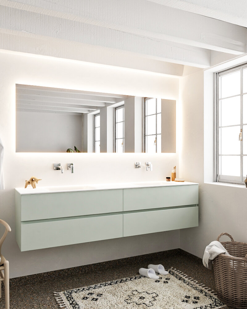 MONDIAZ VICA 200cm mueble de baño Greey 4 cajones lavabo CLOUD Doble sin orificio. 2 MONDIAZ VICA 200cm mueble de baño Greey 4 cajones lavabo CLOUD Doble sin orificio. - Imagen 2