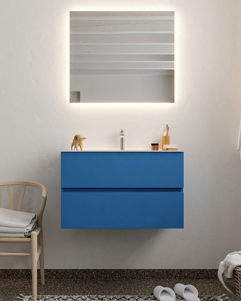 MONDIAZ VICA 80cm mueble de baño Jeans 2 cajones lavabo CLOUD Centro 1 orificio con espejo LED. 3 MONDIAZ VICA 80cm mueble de baño Jeans 2 cajones lavabo CLOUD Centro 1 orificio con espejo LED. - Imagen 3