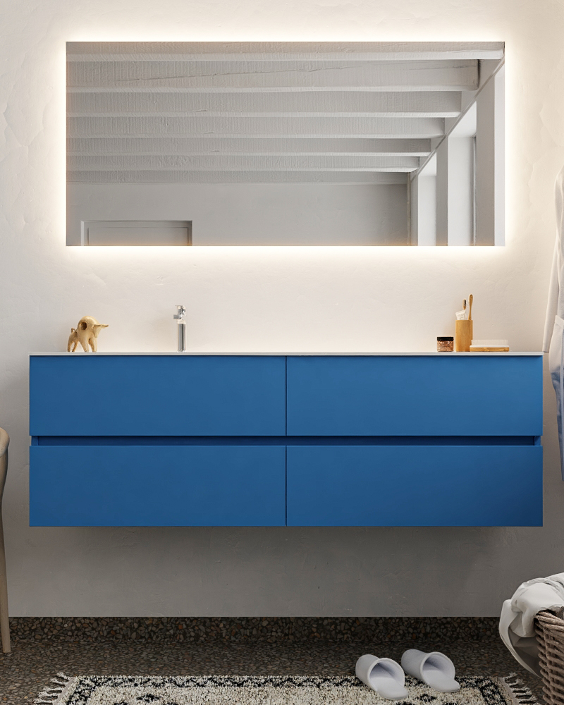MONDIAZ VICA 150cm mueble de baño Jeans 4 cajones lavabo MOON Izquierda 1 orificio. 3 MONDIAZ VICA 150cm mueble de baño Jeans 4 cajones lavabo MOON Izquierda 1 orificio. - Imagen 3