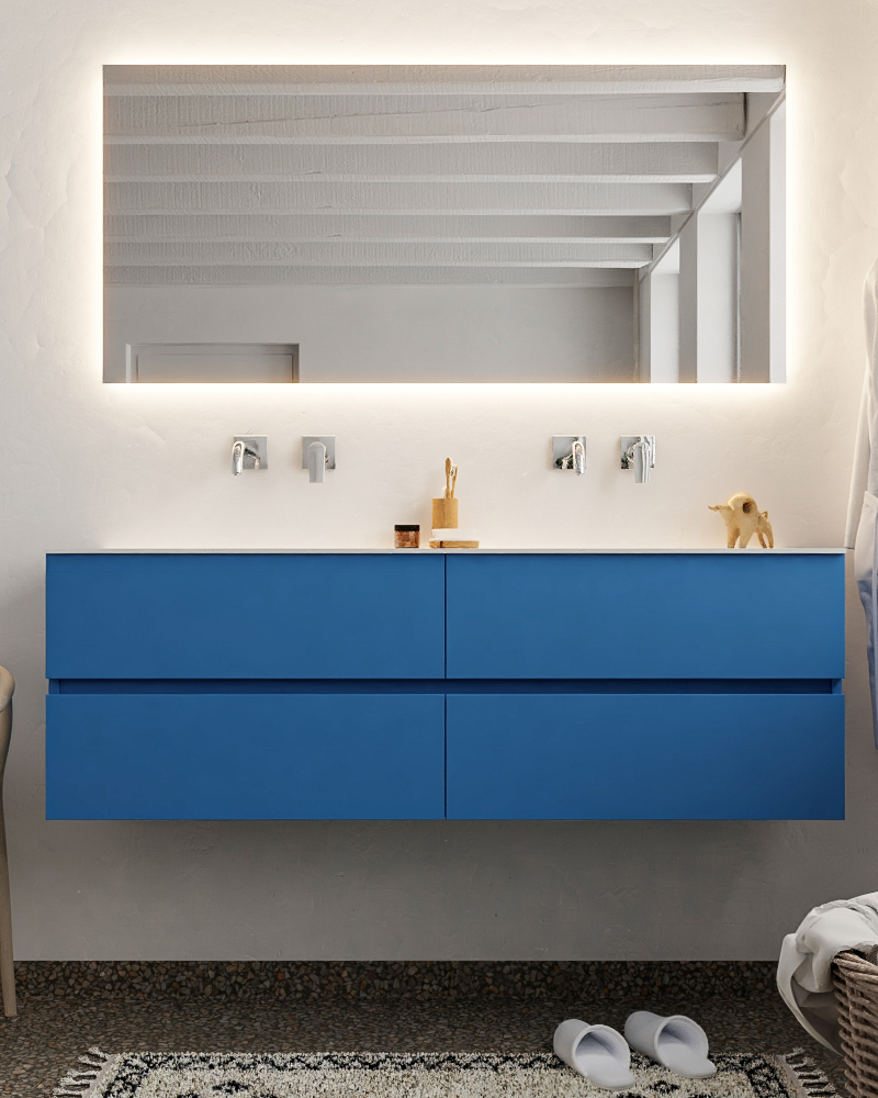 MONDIAZ VICA 150cm mueble de baño Jeans 4 cajones lavabo CLOUD Doble sin orificio. 3 MONDIAZ VICA 150cm mueble de baño Jeans 4 cajones lavabo CLOUD Doble sin orificio. - Imagen 3