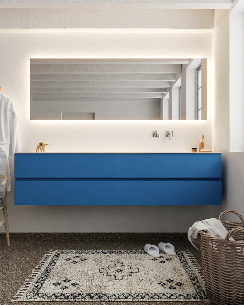 MONDIAZ VICA 200cm mueble de baño Jeans 4 cajones lavabo MOON Derecho sin orificio con espejo LED. 3 MONDIAZ VICA 200cm mueble de baño Jeans 4 cajones lavabo MOON Derecho sin orificio con espejo LED. - Imagen 3