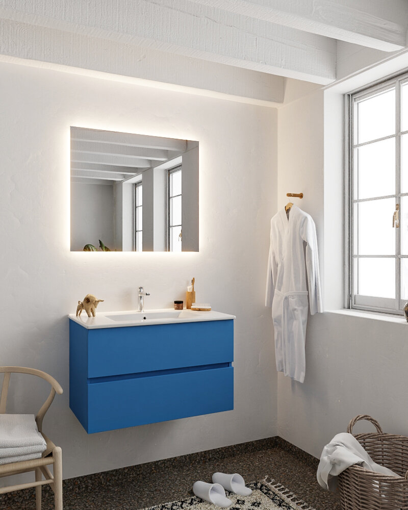 MONDIAZ VICA 80cm mueble de baño Jeans 2 cajones lavabo DENIA Centro 1 orificio. 2 MONDIAZ VICA 80cm mueble de baño Jeans 2 cajones lavabo DENIA Centro 1 orificio. - Imagen 2