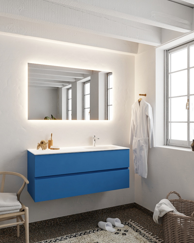 MONDIAZ VICA 120cm mueble de baño Jeans 2 cajones lavabo MOON Derecho 1 orificio. 2 MONDIAZ VICA 120cm mueble de baño Jeans 2 cajones lavabo MOON Derecho 1 orificio. - Imagen 2