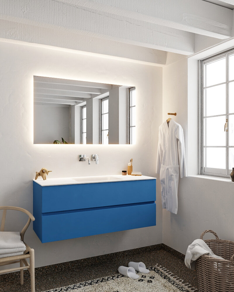 MONDIAZ VICA 120cm mueble de baño Jeans 2 cajones lavabo CLOUD Centro sin orificio. 2 MONDIAZ VICA 120cm mueble de baño Jeans 2 cajones lavabo CLOUD Centro sin orificio. - Imagen 2