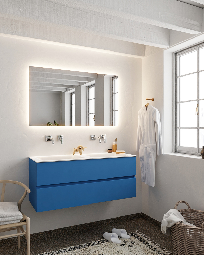 MONDIAZ VICA 120cm mueble de baño Jeans 2 cajones lavabo CLOUD Doble sin orificio. 2 MONDIAZ VICA 120cm mueble de baño Jeans 2 cajones lavabo CLOUD Doble sin orificio. - Imagen 2