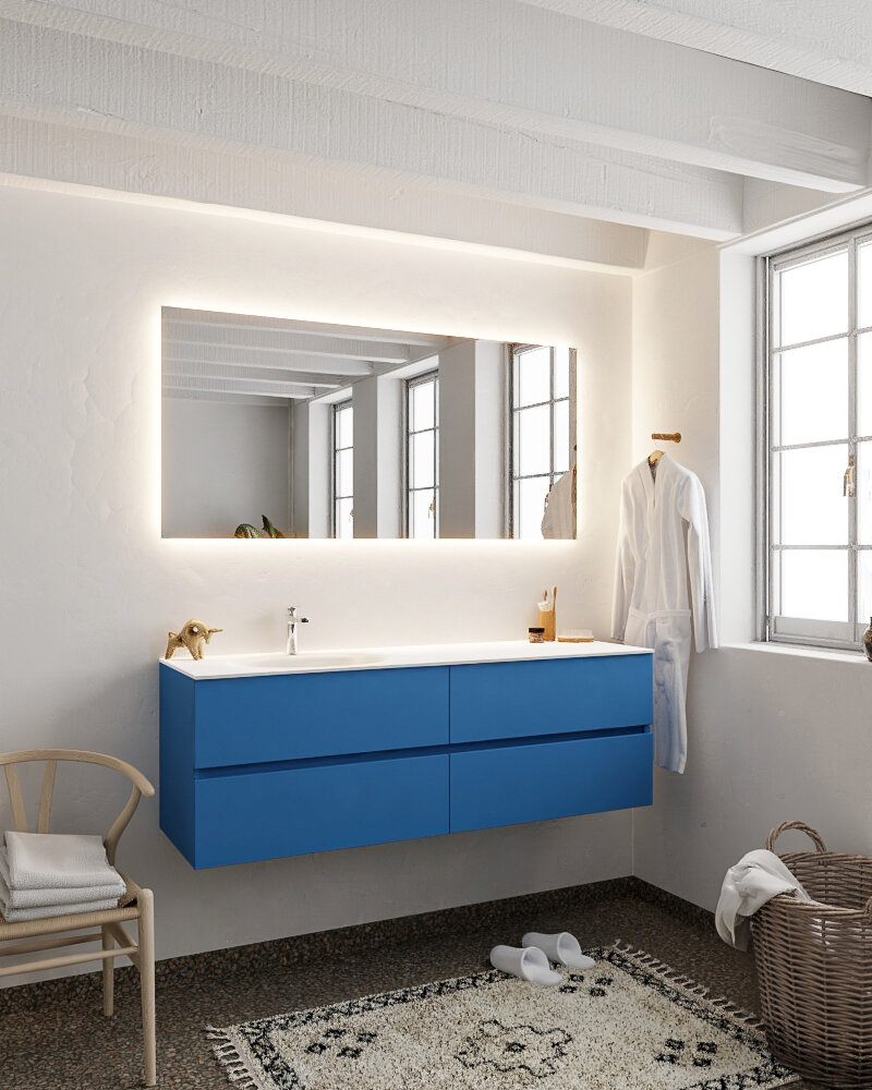 MONDIAZ VICA 150cm mueble de baño Jeans 4 cajones lavabo MOON Izquierda 1 orificio. 2 MONDIAZ VICA 150cm mueble de baño Jeans 4 cajones lavabo MOON Izquierda 1 orificio. - Imagen 2