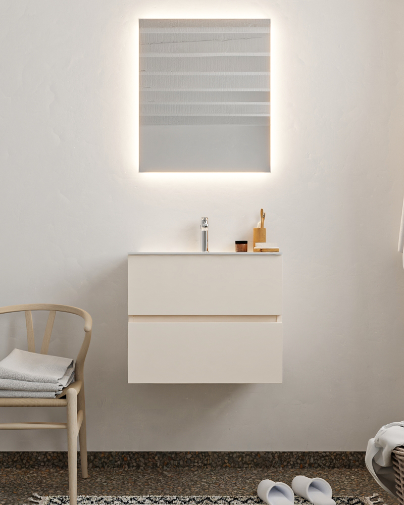 MONDIAZ VICA 60cm mueble de baño Linen 2 cajones lavabo CLOUD Centro 1 orificio. 3 MONDIAZ VICA 60cm mueble de baño Linen 2 cajones lavabo CLOUD Centro 1 orificio. - Imagen 3