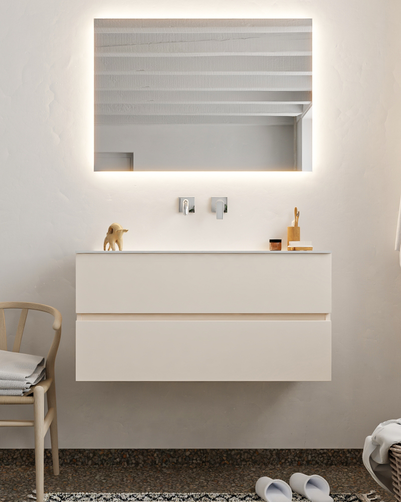 MONDIAZ VICA 100cm mueble de baño Linen 2 cajones lavabo CLOUD Centro sin orificio. 3 MONDIAZ VICA 100cm mueble de baño Linen 2 cajones lavabo CLOUD Centro sin orificio. - Imagen 3