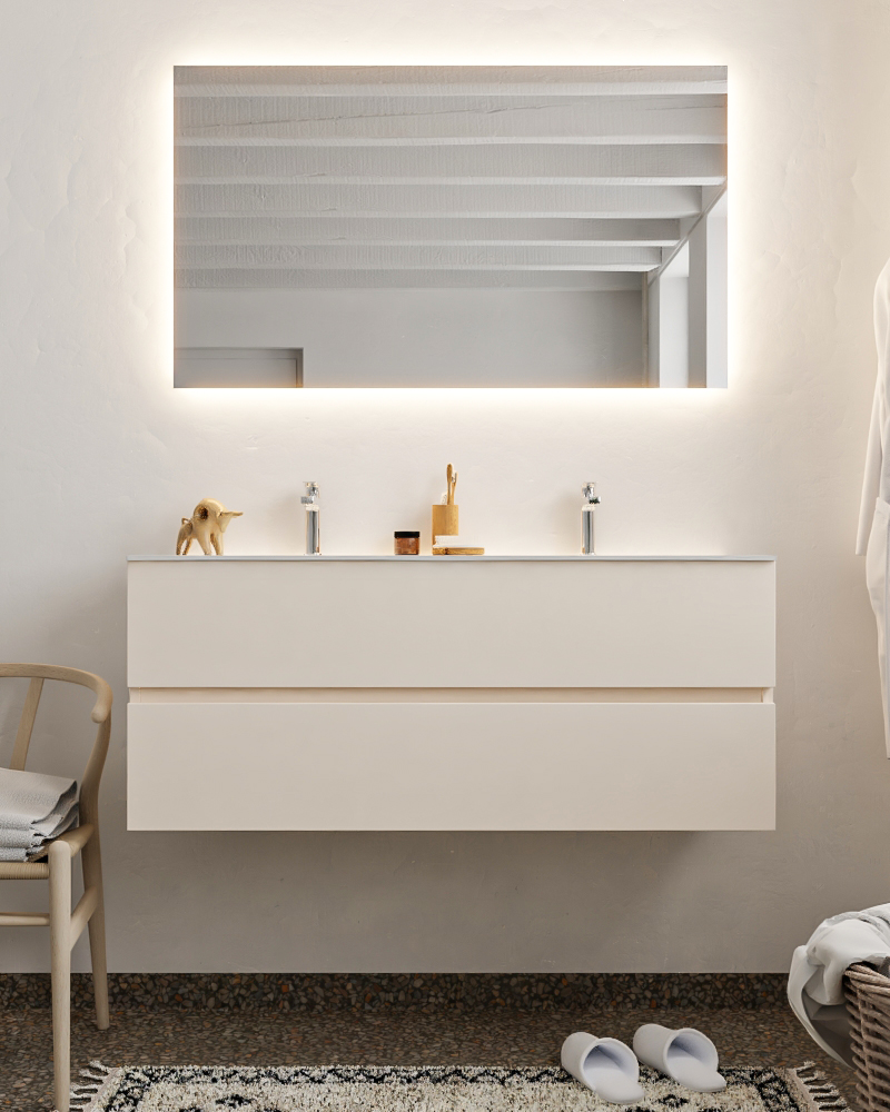 MONDIAZ VICA 120cm mueble de baño Linen 2 cajones lavabo MOON Doble 2 orificios. 3 MONDIAZ VICA 120cm mueble de baño Linen 2 cajones lavabo MOON Doble 2 orificios. - Imagen 3