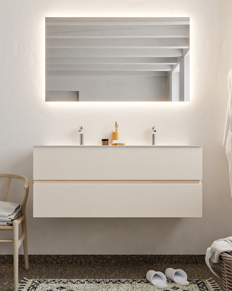MONDIAZ VICA 120cm mueble de baño Linen 2 cajones lavabo CLOUD Doble 2 orificios. 3 MONDIAZ VICA 120cm mueble de baño Linen 2 cajones lavabo CLOUD Doble 2 orificios. - Imagen 3