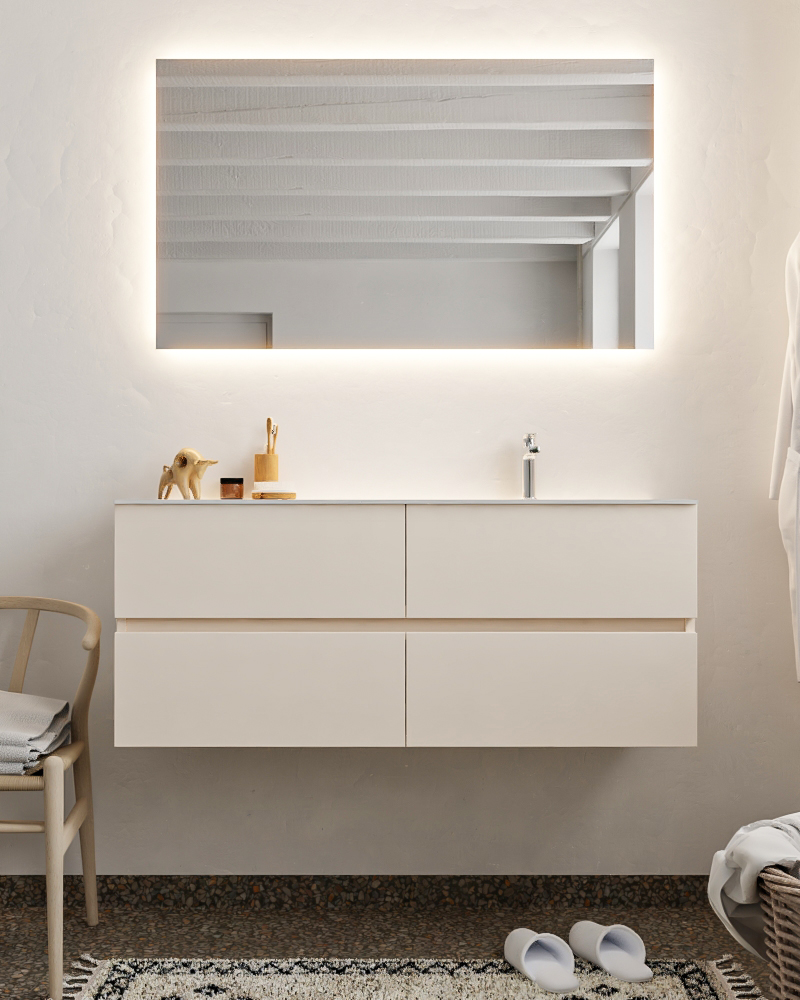 MONDIAZ VICA 120cm mueble de baño Linen 4 cajones lavabo CLOUD Derecho 1 orificio. 3 MONDIAZ VICA 120cm mueble de baño Linen 4 cajones lavabo CLOUD Derecho 1 orificio. - Imagen 3
